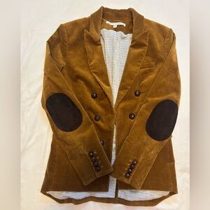 Veronica Beard Tan Corduroy Blazer with Elbow Patches